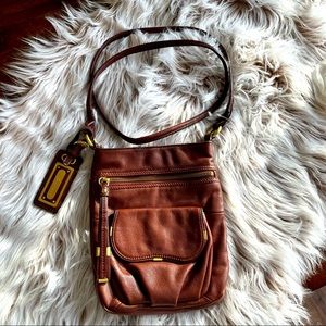 B Makowsky- Brown Leather Crossbody Purse -